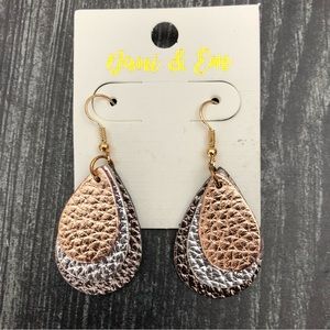 Dani & Em Tri-Colored leather (faux?) earrings NIP